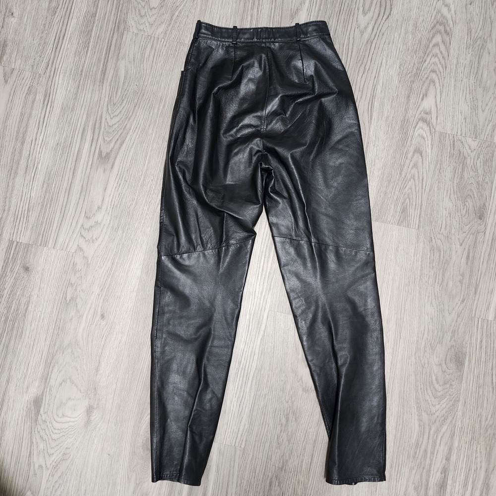 Vintage 90s Brass Plum Nordstrom Leather Pants Womens 5 24x29 Black Motorcycle